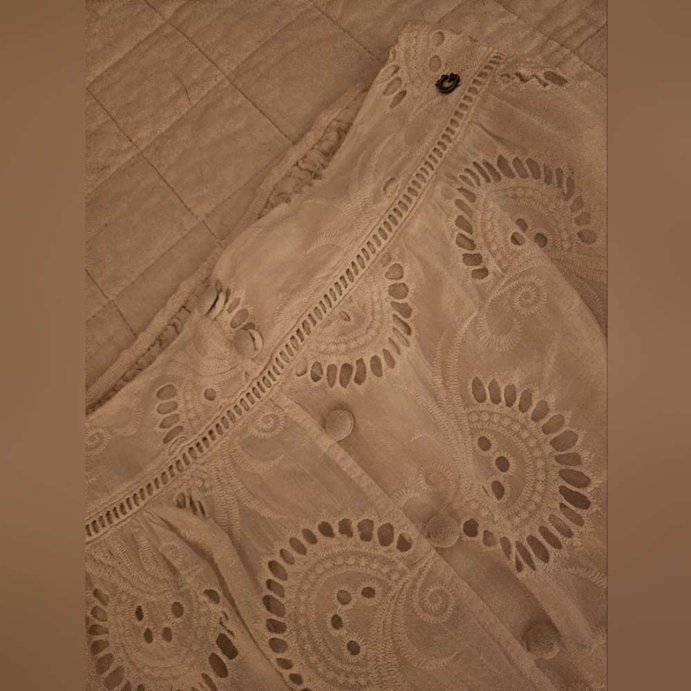 Boho chic long eyelet skirt